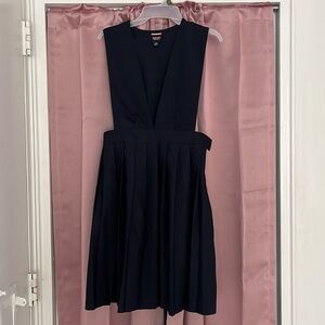 French Toast Navy V-Neck Pleated Jumper